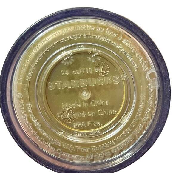 2014 Starbucks Aztec Pattern Cold Cup Coffee Tumbler Gold Silver 24oz Venti Size - Picture 10 of 12